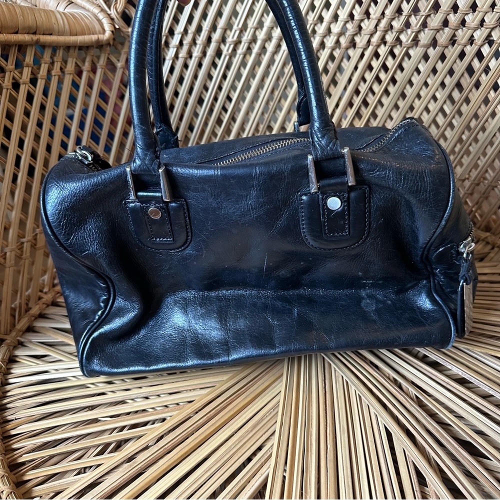 Kenneth Cole New York Black Leather Satchel Handbag - Picture 3 of 10